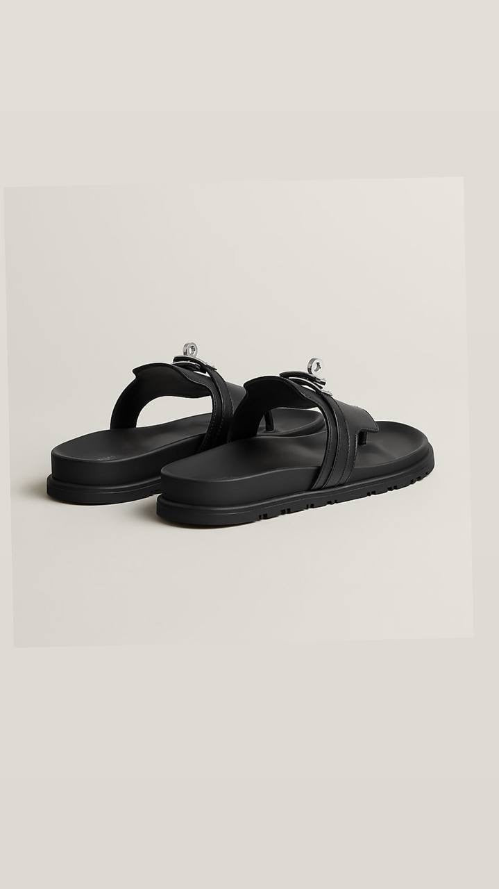 Hermès Empire thong sandals crafted in black suede