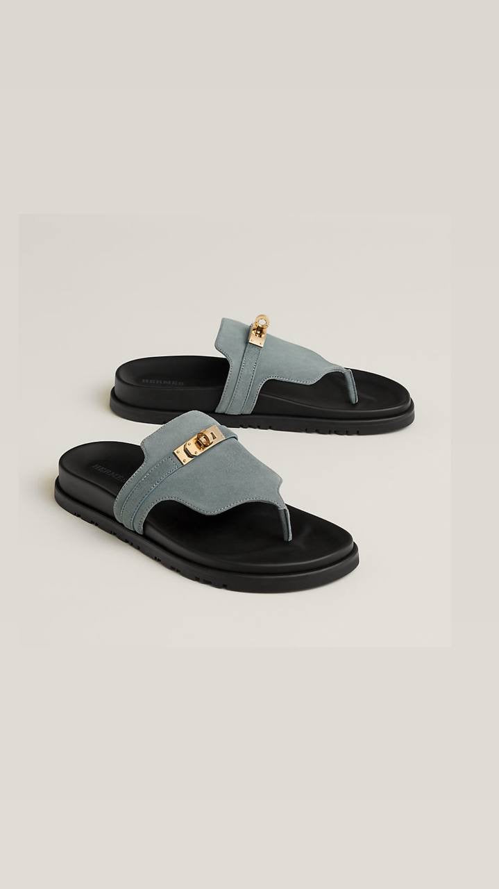 Hermès Empire thong sandals crafted in blue suede