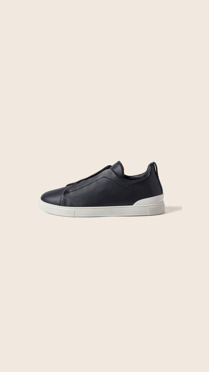 Ermenegildo Zegna Triple Stitch Secondskin Sneakers in blue leather print