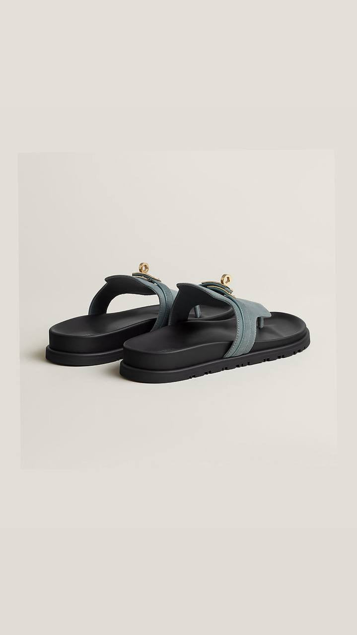Hermès Empire thong sandals crafted in blue suede