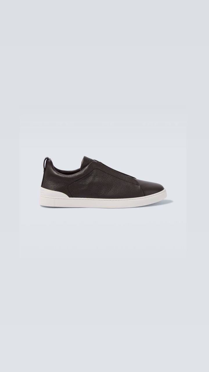 Ermenegildo Zegna Triple Stitch Secondskin Sneakers in brown leather