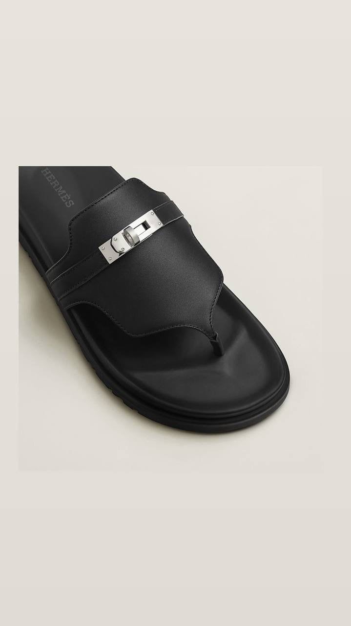 Hermès Empire thong sandals crafted in black suede