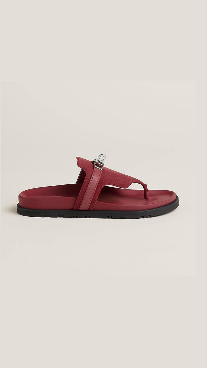 Hermès Empire thong sandals crafted in red suede