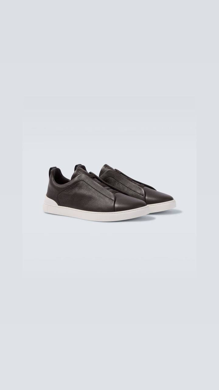 Ermenegildo Zegna Triple Stitch Secondskin Sneakers in brown leather