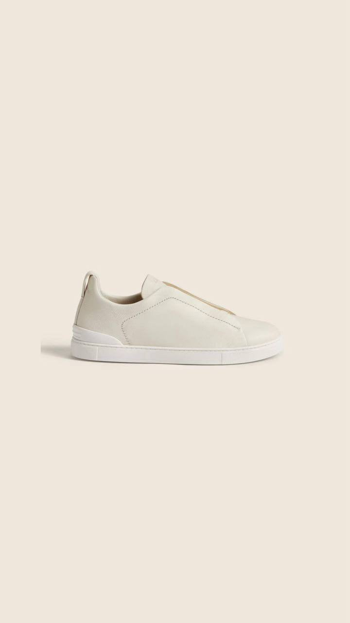 Ermenegildo Zegna Triple Stitch Secondskin Sneakers in white leather
