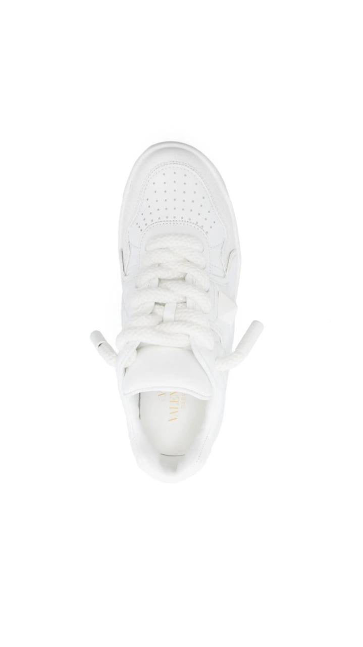 Valentino Garavani One Stud XL low-top sneaker in white nappa leather.