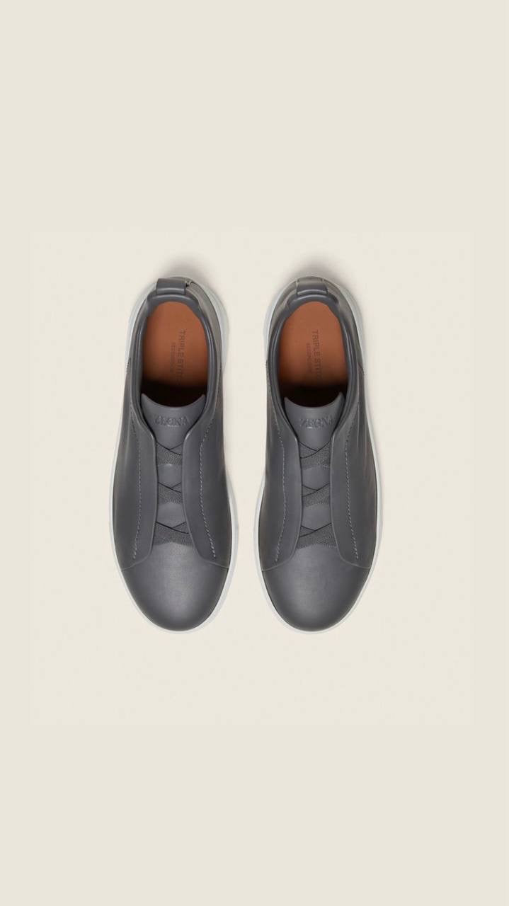 Zegna Triple Stitch Secondskin Sneakers in grey