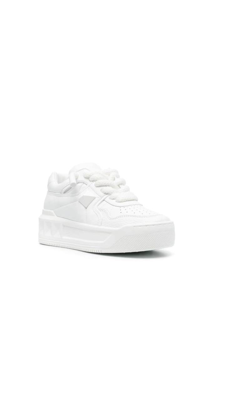Valentino Garavani One Stud XL low-top sneaker in white nappa leather.