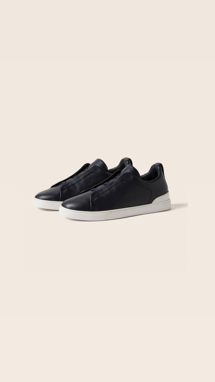 Ermenegildo Zegna Triple Stitch Secondskin Sneakers in blue leather print