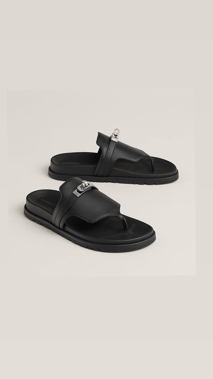 Hermès Empire thong sandals crafted in black suede