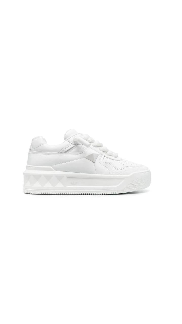 Valentino Garavani One Stud XL low-top sneaker in white nappa leather.