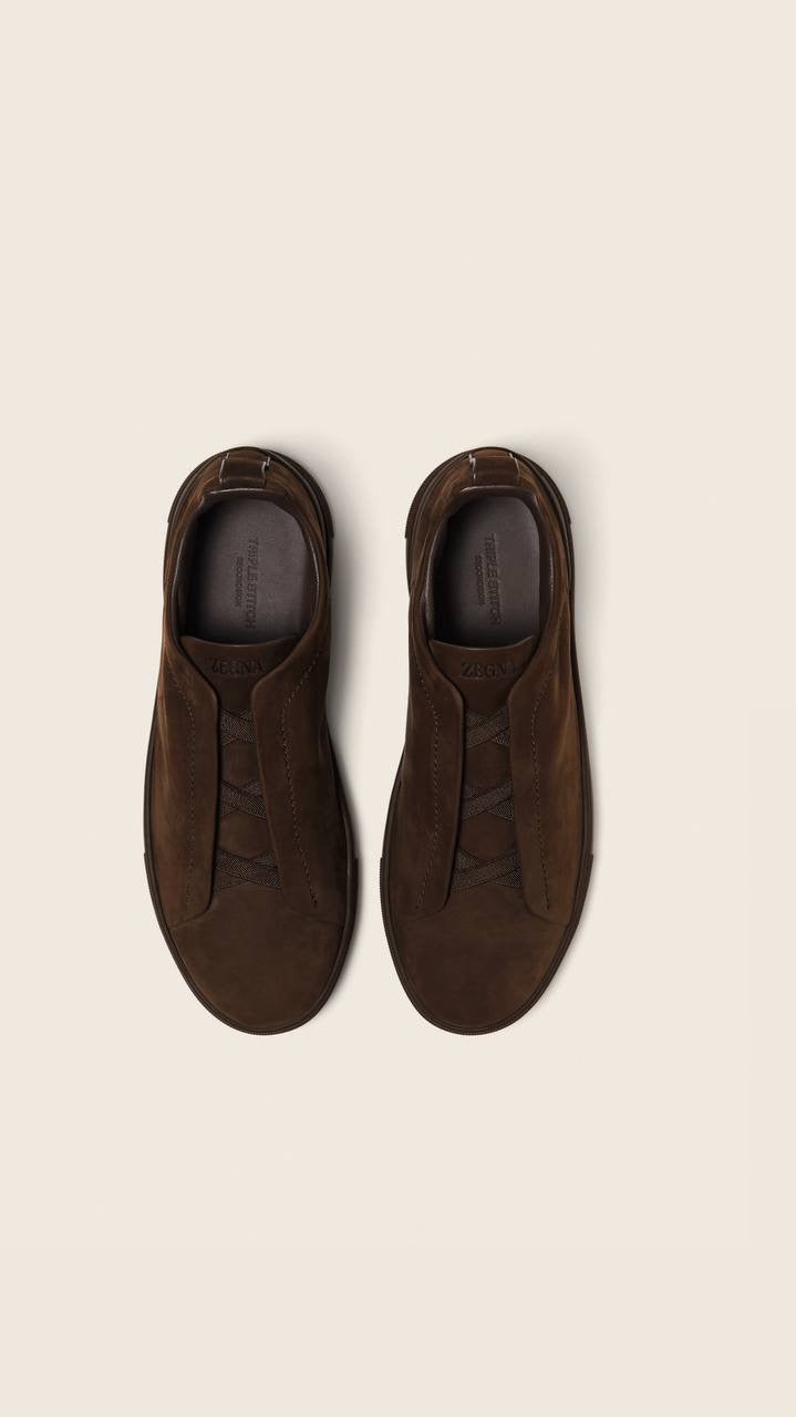 Zegna Triple Stitch Secondskin Sneakers in brown