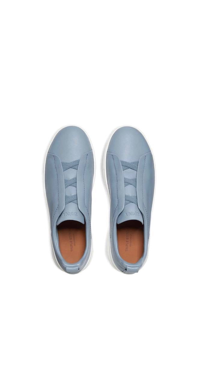 Zegna Triple Stitch Secondskin Sneakers in baby blue
