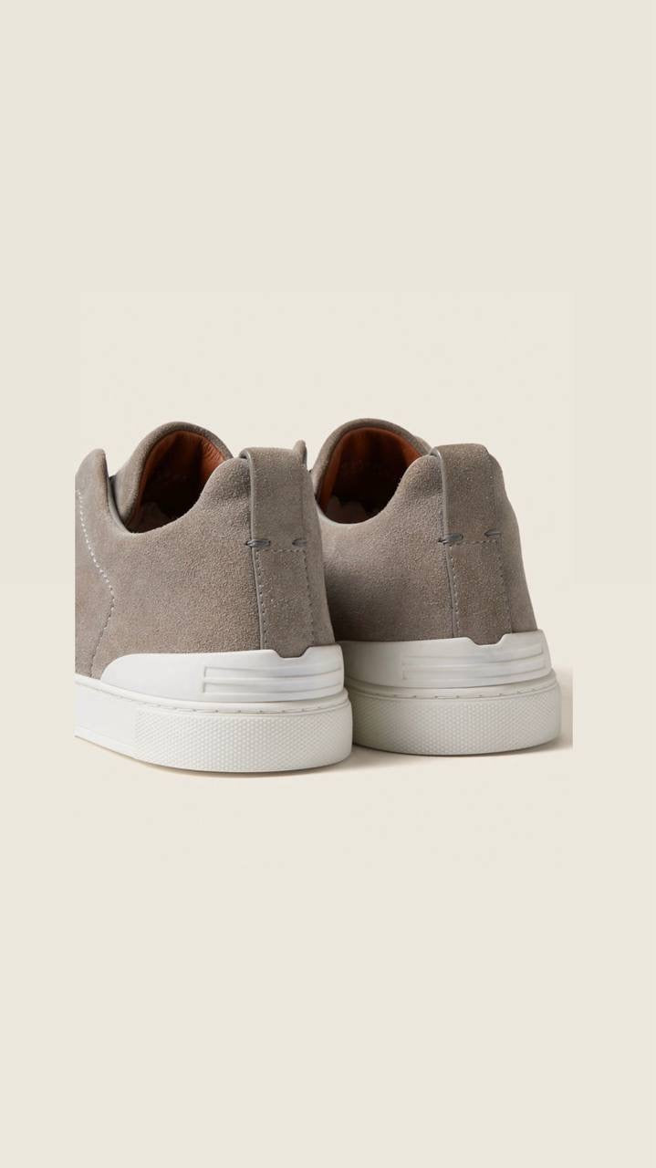 Zegna Triple Stitch Secondskin Sneakers in grey suede