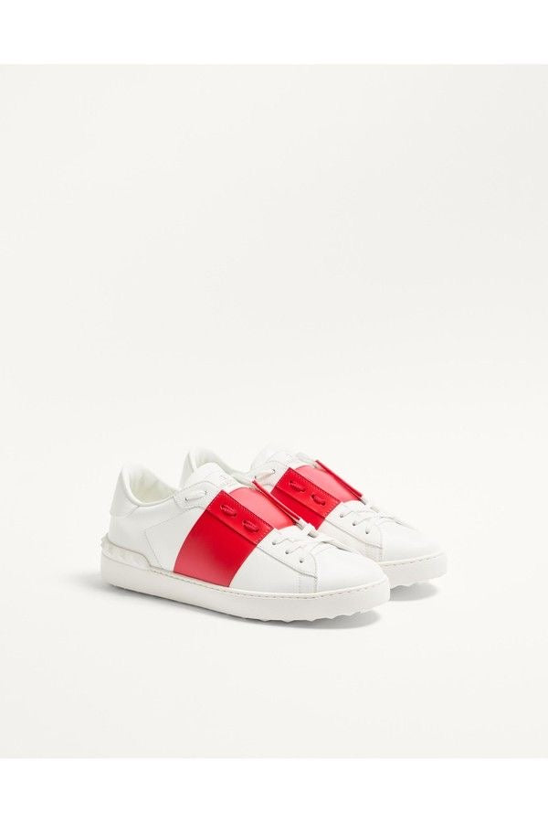Valentino a Open Sneaker – White/Burgundy