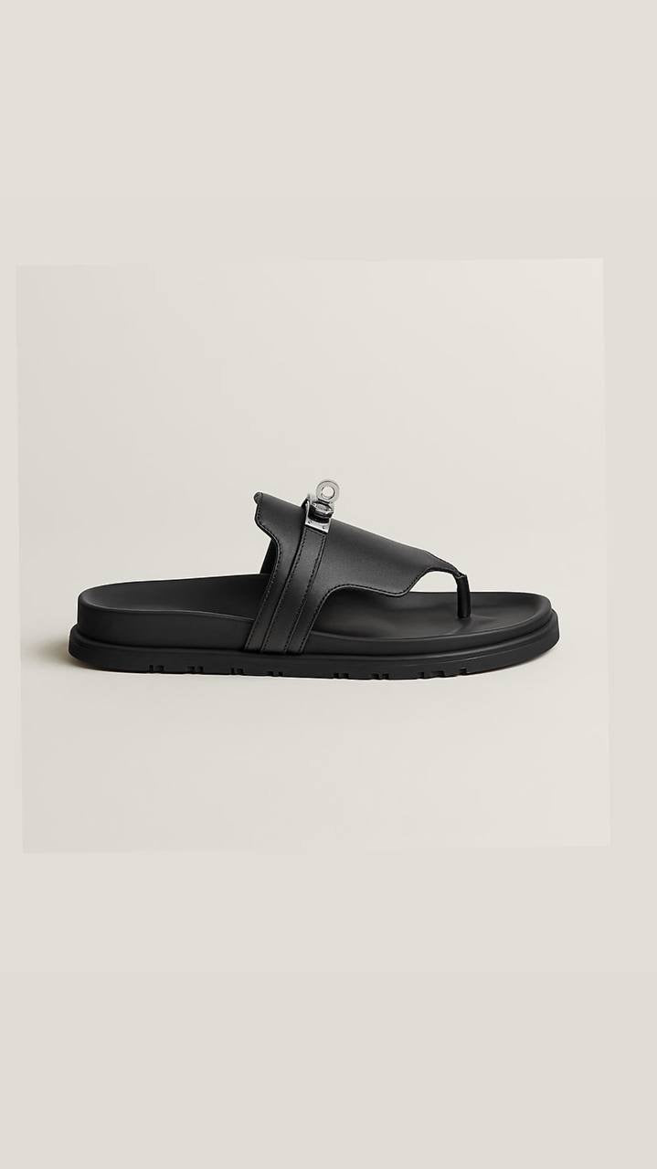 Hermès Empire thong sandals crafted in black suede